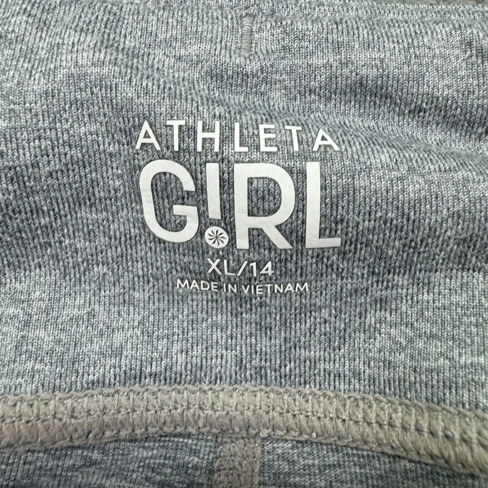 Athleta Girl Leggings Girls Extra Large 14 Gray Colorful Stretch Workout Striped